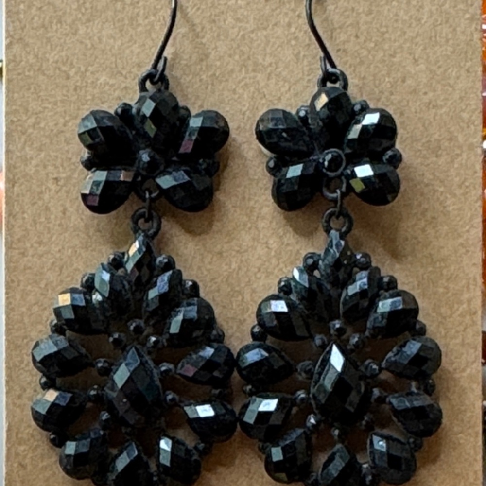 Elegant Black Beaded Earrings